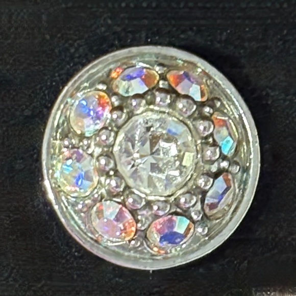 2 pairs Silver Earrings, iridescent crystal stud & silver dangling hoops - Picture 2 of 5